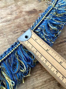 Blue & Gold 'VV Rouleaux' Loop Fringe Trim 50 mm wide x 4.8 metres - Picture 1 of 6