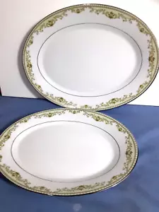 Contemporary by Noritake Fine China Serving Platters Olive Green Raleigh 2487 - Picture 1 of 7