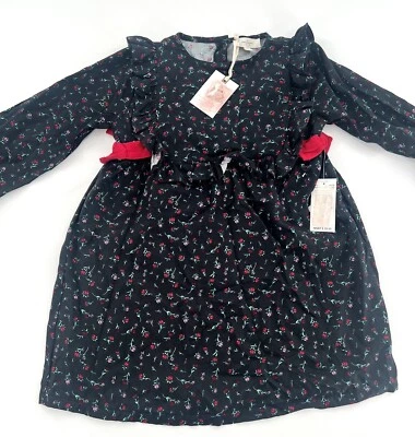 JESSICA SIMPSONS Girls Black Petite Rose Ruffle Boho Prairie Dress Sz 6X NWT - Image 1 of 4