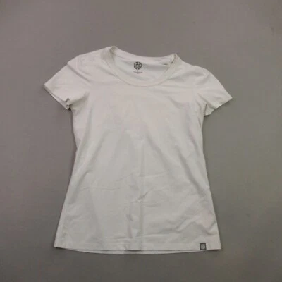 Camisa REI feminina pequena manga curta gola redonda pulôver stretch branca - Imagem 1 de 4