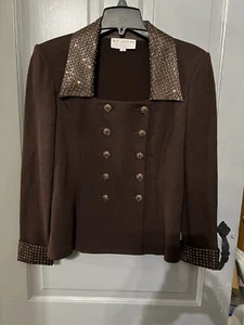 Vtg St John Abend Marie Grau 8 Strick Strass Gold Metall Classic 🔥 - Bild 1 von 13