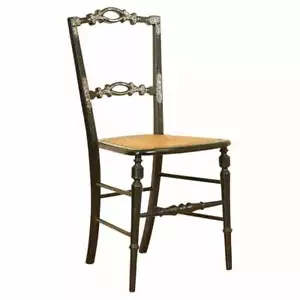 ANTIQUE CIRCA 1815 MOTHER OF PEARL INLAID EBONISED REGENCY OCCASIONAL CHAIR - Picture 1 of 11