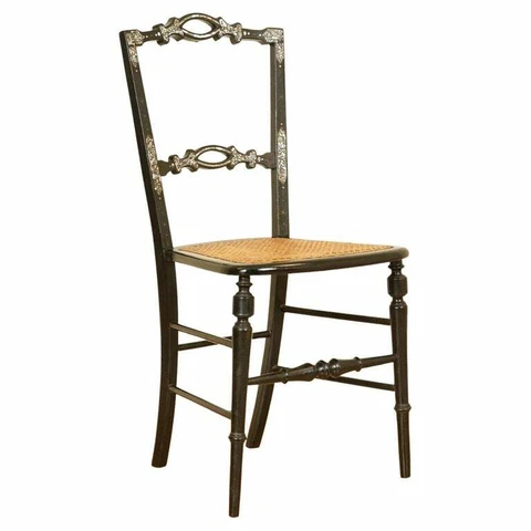 ANTIQUE CIRCA 1815 MOTHER OF PEARL INLAID EBONISED REGENCY OCCASIONAL CHAIR Cover