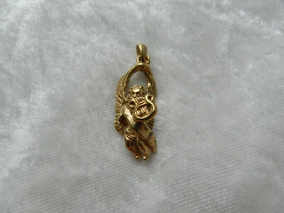 Ancien pendentif en Argent massif et or / vermeil Ange et Harpe N°2 - Photo 1/3