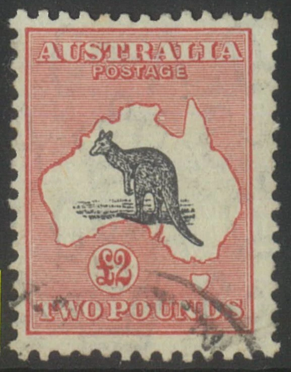 Australia Kangaroo Stamp CofA WMK £2 Black/Rose SG138 Fine Used #AU49 - Image 1 of 1