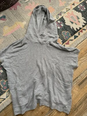 James Perse Knit Poncho Sweater Women's 4 Black & Grey Apron Pockets Stripe - Image 1 of 4