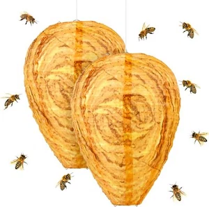 2 Pack Hanging Fake Wasp Nest Decoys for Garden Outdoor - Picture 1 of 3
