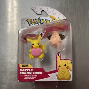 New Pokemon Valentine Battle Figure Pack Pikachu & Cleffa - New 2024 - Picture 1 of 4