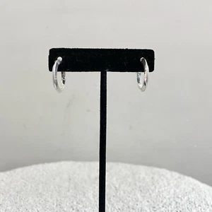 MARKED AV 925 STERLING SILVER Hoop 0.85” Diameter Earrings - Picture 1 of 9