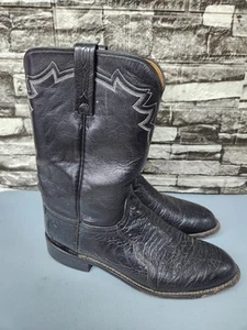 Botas de Vaquero Lucchese 2000 Vintage Cuero Negro Roper Para Hombre Talla 9.5 D - Imagen 1 de 12