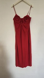Magda Butrym x H&M Dress Rose-Appliqued, Red, Size Large BNWT - Picture 1 of 8