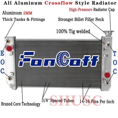 3 Row Aluminum Radiator For 88-1994 Chevrolet S10 Blazer GMC Jimmy S15 4.3L V6 - Image 1 of 4