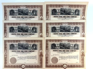 Certificado de stock vintage de 1900 Rosita Coal and Coke Co. artesanía serializada en acero - Imagen 1 de 6
