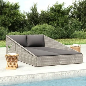 Tumbona Cama de Jardín Ratán Sintético Gris Sillón Terraza Patio Balcón vidaXL - Imagen 1 de 8