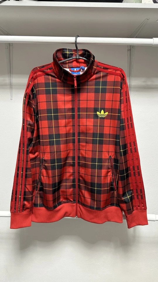 Винтажная мужская фланелевая красная спортивная куртка Adidas в клетку размер XL - Изображение 1 из 4