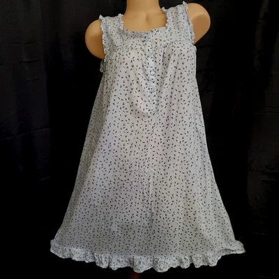 Camisón ADONNA Babydoll AZUL ALGODÓN FLORAL Pradera Cottagecore Victoriano MED Foto 1 de 4