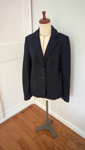 NWT Banana Republic Blazer Size 14 Wool Blend Knit Navy Blue/Black Piping Italia - Picture 1 of 7