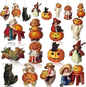 24 Pezzi Halloween Ornamenti in Legno per Albero Vintage Halloween Decorazioni da Appendere S - Foto 1 di 8