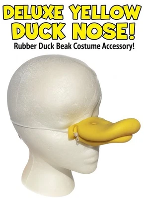 Máscara de pico divertida de goma de látex Donald nariz de pato amarillo de lujo Patito Pájaro Lucas Foto 1 de 4