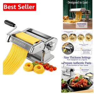 Stainless Steel Pasta Maker with Adjustable Thickness Settings - 2 in 1 - Picture 1 of 11