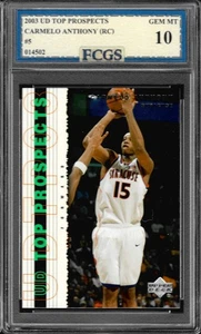 2003 UD Top Prospects Carmelo Anthony RC #5 Classificato FCGS 10 GEM MINT - Foto 1 di 2