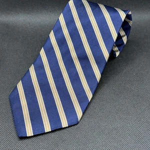 Cravatta Brooks Brothers in seta a righe blu e beige made in USA 58" x 3,75" - Foto 1 di 5