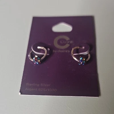 C Luxe By Claire's Sterling Silver Multicolor Earrings Hoops - Image 1 of 3