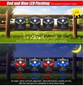 4 PIECE Solar Nocturnal Animal Repeller Outdoor Predator Deterrent Garden Yard - Picture 1 of 10