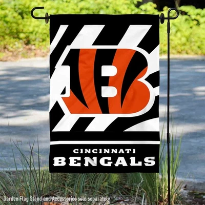 Bandera oficial de jardín y patio de los Cincinnati Bengals rayas blancas Foto 1 de 4