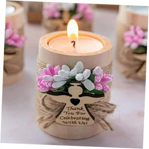 Pack of 10 Wood Tealight Candle Holder,Baptism Gifts for Light-pink angel - Afbeelding 1 van 9