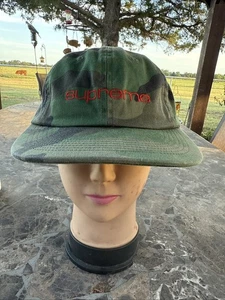 Supreme Compact Logo 6-Panel Hat Cap Woodland Camo - Picture 1 of 8