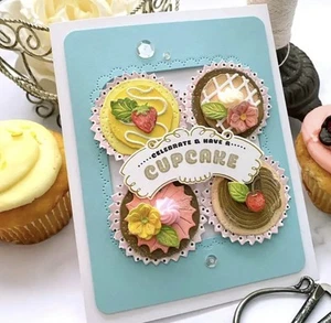 Metal Cutting Dies Cake Large Cupcakes Birthday Baker Card Making Scrapbooking - Picture 1 of 5