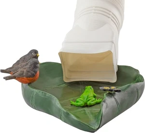 Leaf Shaped Splash Block; Garden Creatures on Gutter Green - Picture 1 of 9