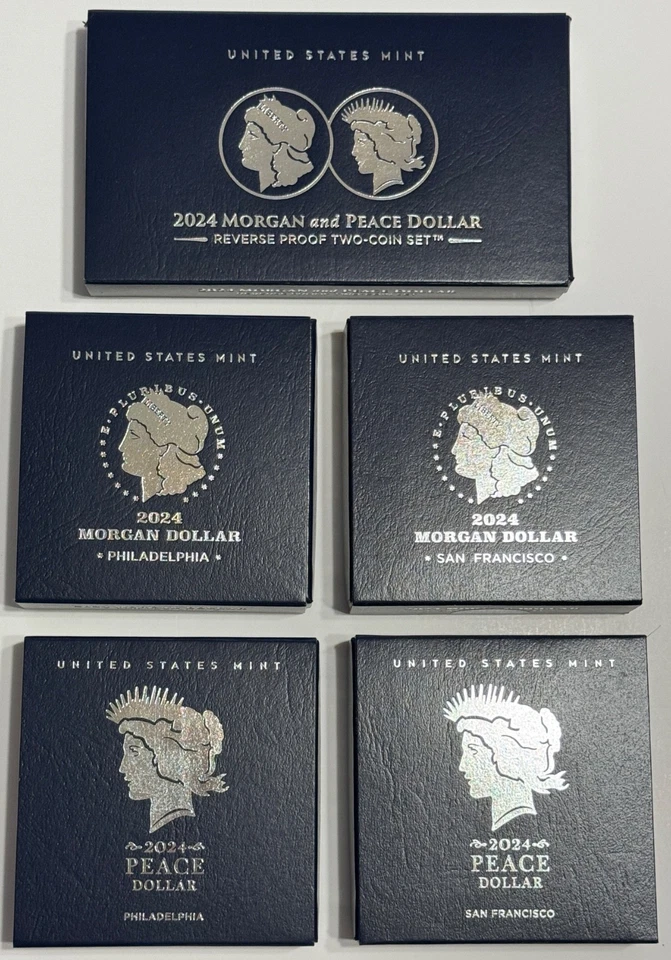 2024 Morgan Peace Silver Dollar 6-Coin Set Uncir.,Proof,Reverse Proof w/OGP/COA - Image 1 of 1