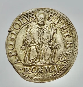ROMA - PAOLO IV 1555-1559 -AG/ TESTONE - Picture 1 of 2