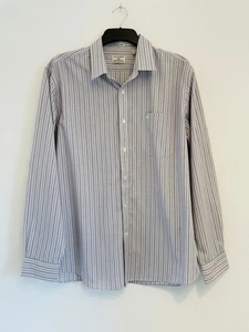 Men’s DOCKERS 100% Cotton Long Sleeve Shirt (Grey/Purple Striped) Size XL - Picture 1 of 9
