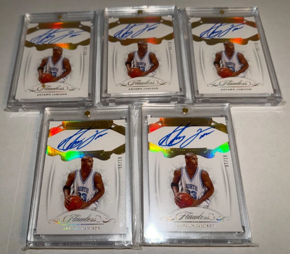5 CARD LOT 19-20 Flawless Collegiate Premium Ink GOLD Antawn Jamison AUTO ed 10 - Image 1 of 4
