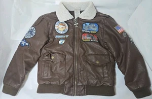 Disney Planes Brown Pilot Jacket Faux Leather Boy Size L 7/8 Authentic Rare! - Picture 1 of 12