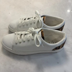 J. Crew White Cheetah Print Fur-Dryed Calf Hair Low Top Sneakers Womens Size 7.5 - Picture 1 of 8