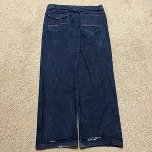 Sean John Y2K Baggy Skater Purple Embroidered Dark Blue Jeans 36Wx32L - Picture 1 of 6