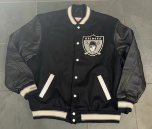 RARE NWOT OAKLAND RAIDERS Mitchell & Ness Wool Leather Jacket XL retail $450 USA - Picture 1 of 3