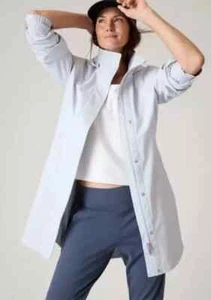 Athleta Rainout Sutro Long Trench Jacket | Snowfall Blue, Size 1X, #531123 NEW - Picture 1 of 3