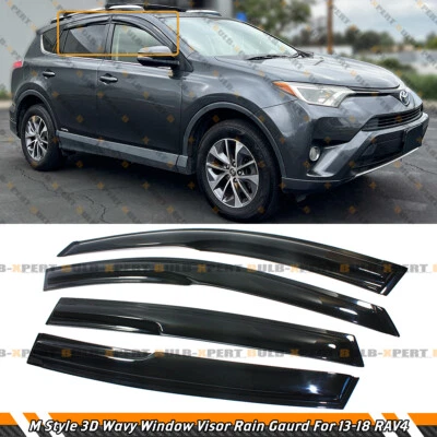 FOR 2013-18 TOYOTA RAV4 JDM WAVY 3D STYLE SMOKE TINT WINDOW SUN RAIN GUARD VISOR - Image 1 of 4