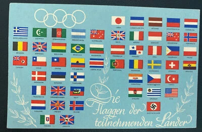 1936 Berlin Germany Souvenir Postcard Cover  XI Olympic Games Countries - Image 1 of 2