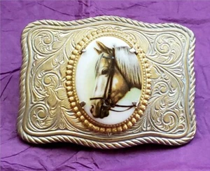 Vtg Horse Head Women's Western Belt Buckle-Detailed-1980 s-Never Worn! - Picture 1 of 3