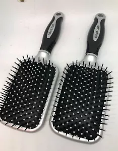 2x Folica Detangling Paddle Hair Brush - Silver & Black - New - Sealed Package - Picture 1 of 10