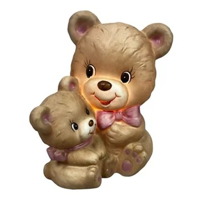 George Good Ceramic Bears Night Light Figurine Vintage 1981 Japan - Picture 1 of 11