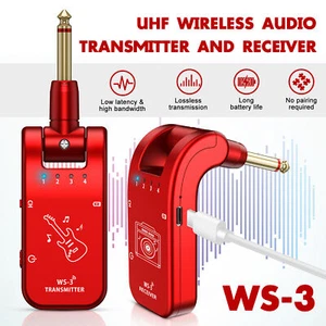 UHF Wireless Guitar Transmitter Receiver Audio System 4 Channels Rechargeable - Picture 1 of 10