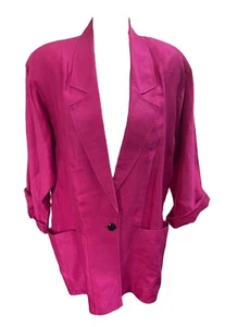 Vintage Anne Klein Pink High Waisted Trouser Suit Single Breasted 70's Style - Picture 1 of 13