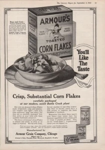 1921 Vintage Armour's Corn Flakes & Oats Breakfast Cereal Food Print Ad - Picture 1 of 1